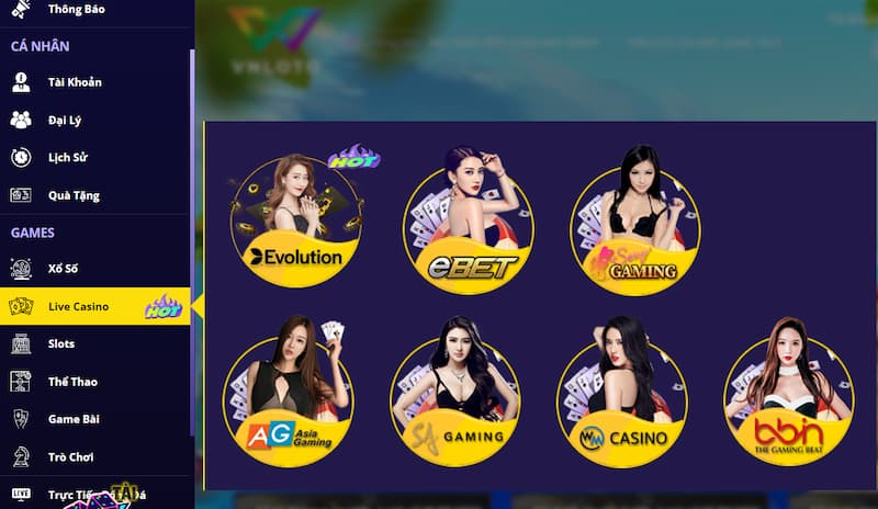 VNLOTO Live Casino với nhiều nhà đơn vị cung cấp