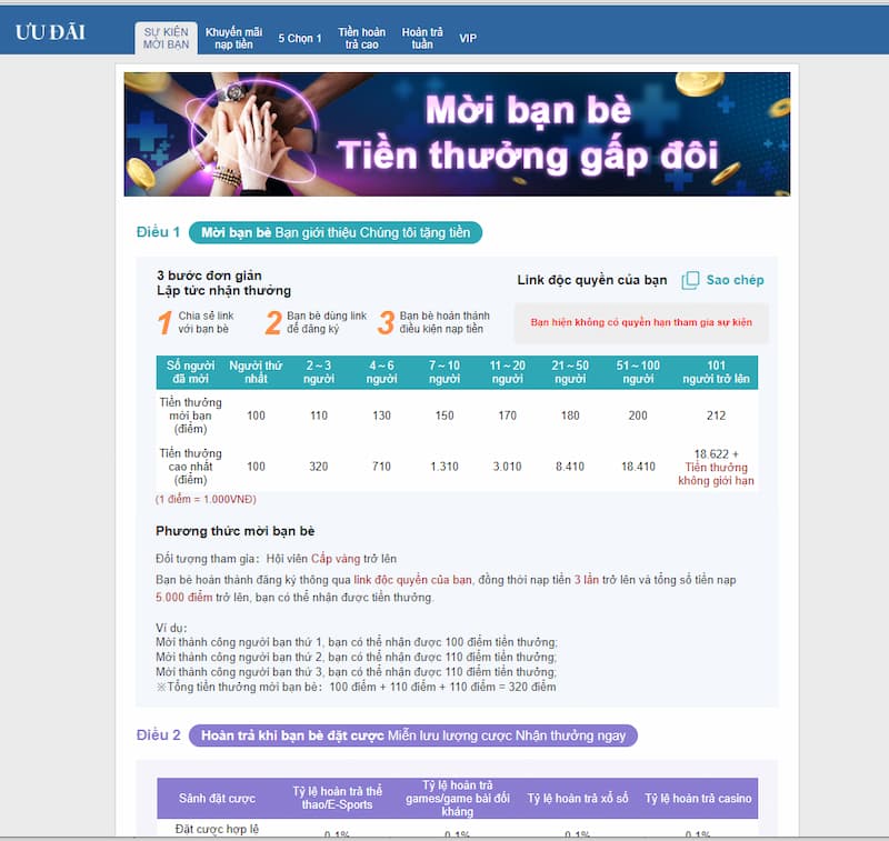 Thienhabet Ảnh 10: Một vài chương trình khuyến mãi dành cho người chơi