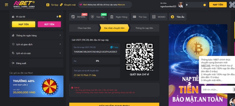 Phương thức nạp thông qua tiền ảo cũng đang được khá nhiều người sử dụng