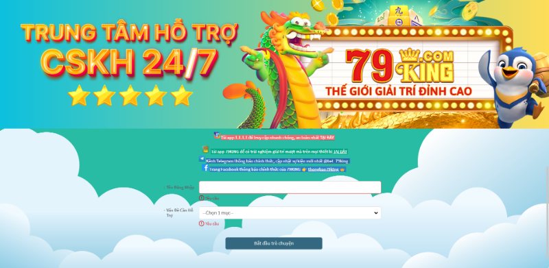 Liên hệ chăm sóc khách hàng của cổng game khá đơn giản